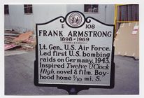 Historical marker at the boyhood home of General Armstrong